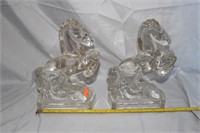 2 glass Horse sculptures