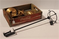 4 Clamp-on outdoor lights, wooden coke crate