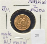 1945 MEXICO 2 PESO GOLD COIN .900 GOLD - .0482