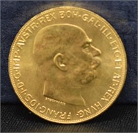 1915 AUSTRIA 100 CORONA GOLD COIN .900 GOLD -