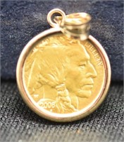 2008-W AMERICAN BUFFALO $5 GOLD COIN W/14K GOLD