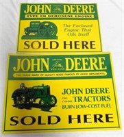 Lot of 2 Tin JD GP & JD Engines "Sold Here" SIgns