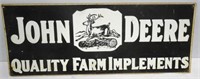 JD Tin Sign "Quality Farm Implements" Black and Wh