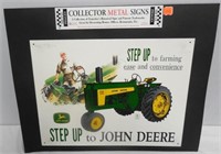 JD Collector Metal Sign "Step Up to John Deere"