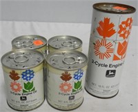 Lot of 5 JD 2-Cycle Engine Oil Cans - 2 Sizes