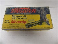 Vintage WESTERN 250 Savage Ammo w/ Box