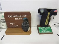 TWO Desk Top "Complaint Dept" Gag Displays