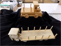 2 pc Flatbed Wooden Truck, 21x5x6 1/4" Nice