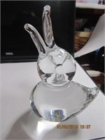 Solid Glass Duck Paperweight  5 in. Tall