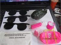 Barbie Items, Plastic Palmer Toy & 3 Visual Visors