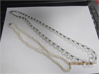 Glass Beaded Necklace & Pearlish Necklace w/925