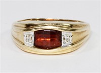 14K Yellow gold men's garnet ring