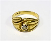 14K Yellow gold Art Nouveau style ring with bezel