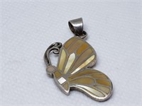 STERLING SILVER INLAY BUTTERFLY PENDANT