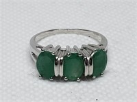 STERLING SILVER EMERALD RING