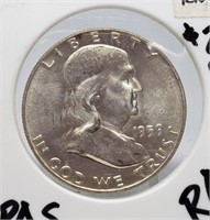 1959-D FRANKLIN SILVER HALF DOLLAR COIN