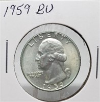 1959 WASHINGTON SILVER QUARTER COIN