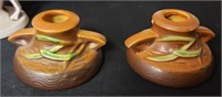 ROSEVILLE POTTERY CANDLE HOLDERS FREESIA 1160-2