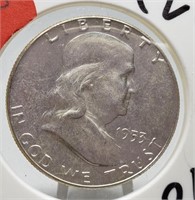1953 FRANKLIN SILVER HALF DOLLAR COIN