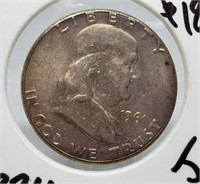 1961 FRANKLIN SILVER HALF DOLLAR COIN