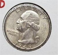 1949-D WASHINGTON SILVER QUARTER COIN