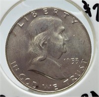 1953-D FRANKLIN SILVER HALF DOLLAR COIN