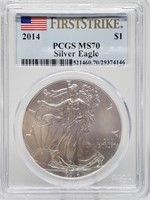2014 PCGS MS70 SILVER EAGLE FIRST STRIKE GRADED
