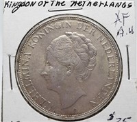 1937 NETHERLANDS SILVER COIN 2 1/2 GULDEN