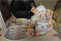 CERAMIC EASTER TEAPOT - MUGS - PLATES