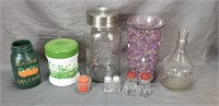 Lot of decorator items including ball jar canister