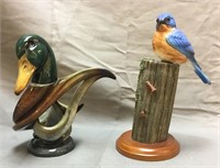 2 bird statuettes