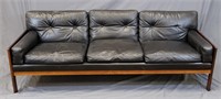 1960's Danish Modern Rosewood and Leather Sofa