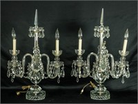 PAIR OF WATERFORD STYLE CUT GLASS CANDELABRA