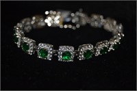 Sterling Bracelet LC Emerald and White Sapphire