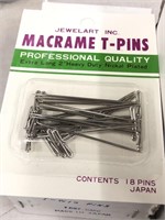 Two boxes of macramé T pins