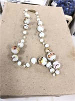 Premade white glass bead necklace with multi