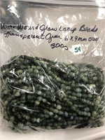 Wire wound glass lamp beads, transparent Green, 6