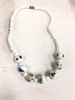 Premade glass bead necklaces white with multi