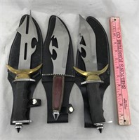 Three Stainless Steel Hunting Knives w/ Sheaths