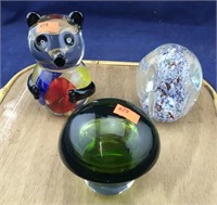 Panda, Mushroom and Paperweight Art Glass