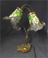 Double Lily Shade Tiffany Style Table Lamp