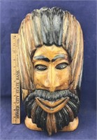 Solid Wood Bust of Primitive Man