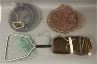 Four Assorted Fishing Nets - Metal Handles