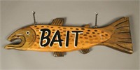 Decorative Fish Carved "Bait" Double Sided Sign