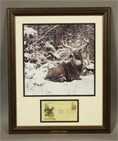 Winter Stag by Bob Travers Framed Picture & Stamp