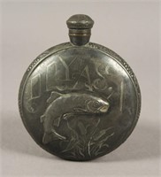 Vintage Metal Fish Sportsmen's 'Dry As A' Flask