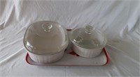 2 Corning Ware Baking Dishes & Tray