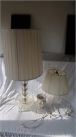 Misc Lot-2 Glass Lamps, Candle Warmer,