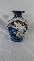 Chinese Blue Dragon Vase-13"H x 9" Dia.