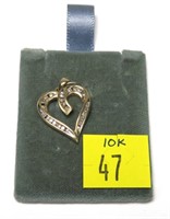 10K Yellow gold diamond heart pendant